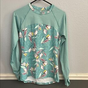 CALIA by Carrie Underwood Mint Floral Long-Sleeve Performance Tee